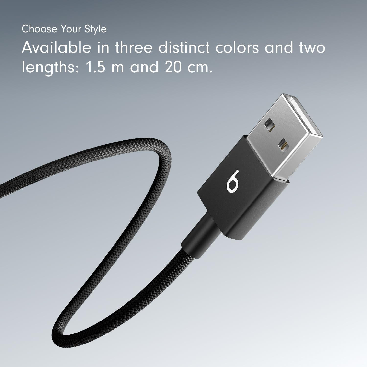 Beats 1.5米 USB-A 轉 USB-C 編織傳輸充電線 (5英尺) - 閃電黑