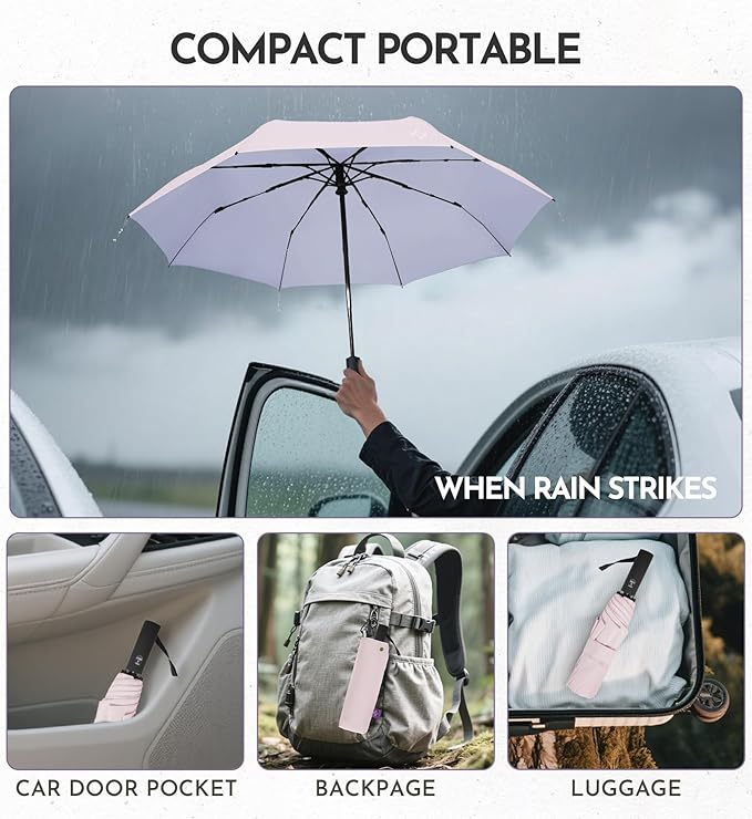 Windproof Travel Umbrella 43吋抗風便攜折疊晴雨傘 (UPF 100+ 防曬隔熱)