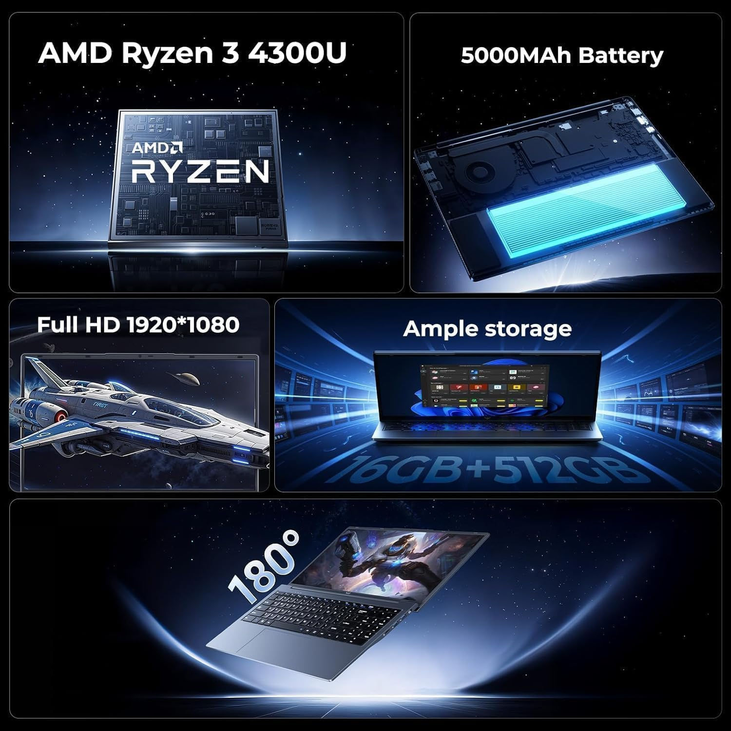 2026款AMD遊戲筆記型電腦 Ryzen 4300U 15.6吋FHD 16GB+512GB Windows 11
