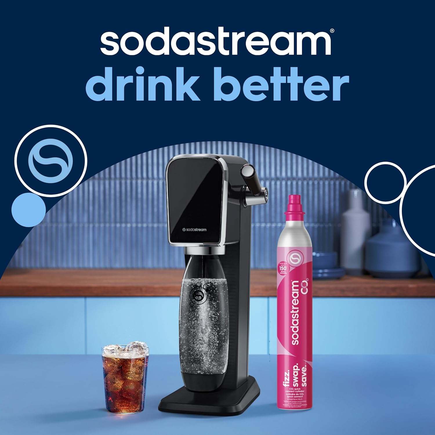 Sodastream Art 氣泡水機豪華套裝 (黑色，內含 3 入二氧化碳氣瓶)