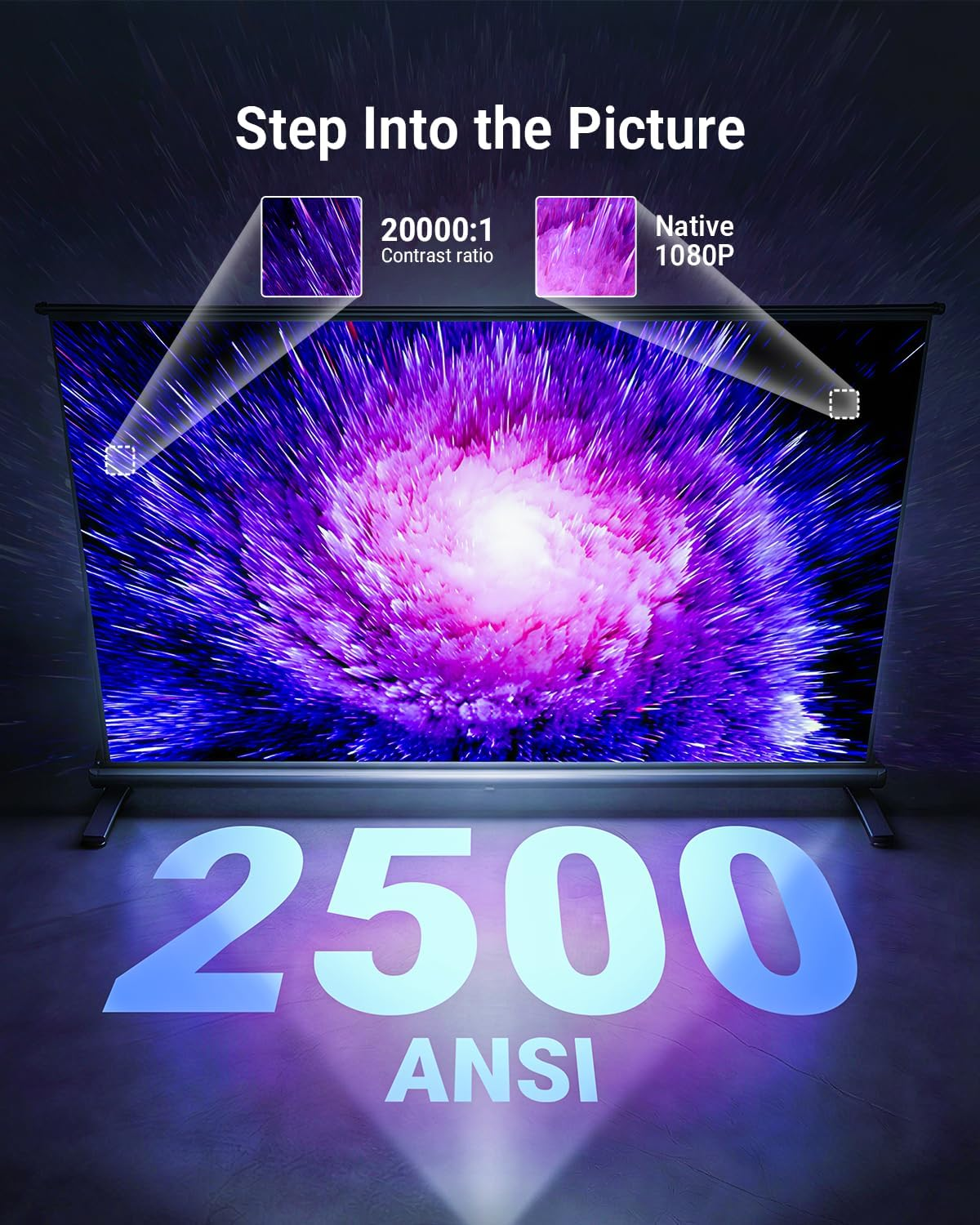 Pemoon 2500 ANSI 高亮度 Google TV 智慧投影機 (支援 4K 解碼/自動鏡頭蓋/360°旋轉支架)