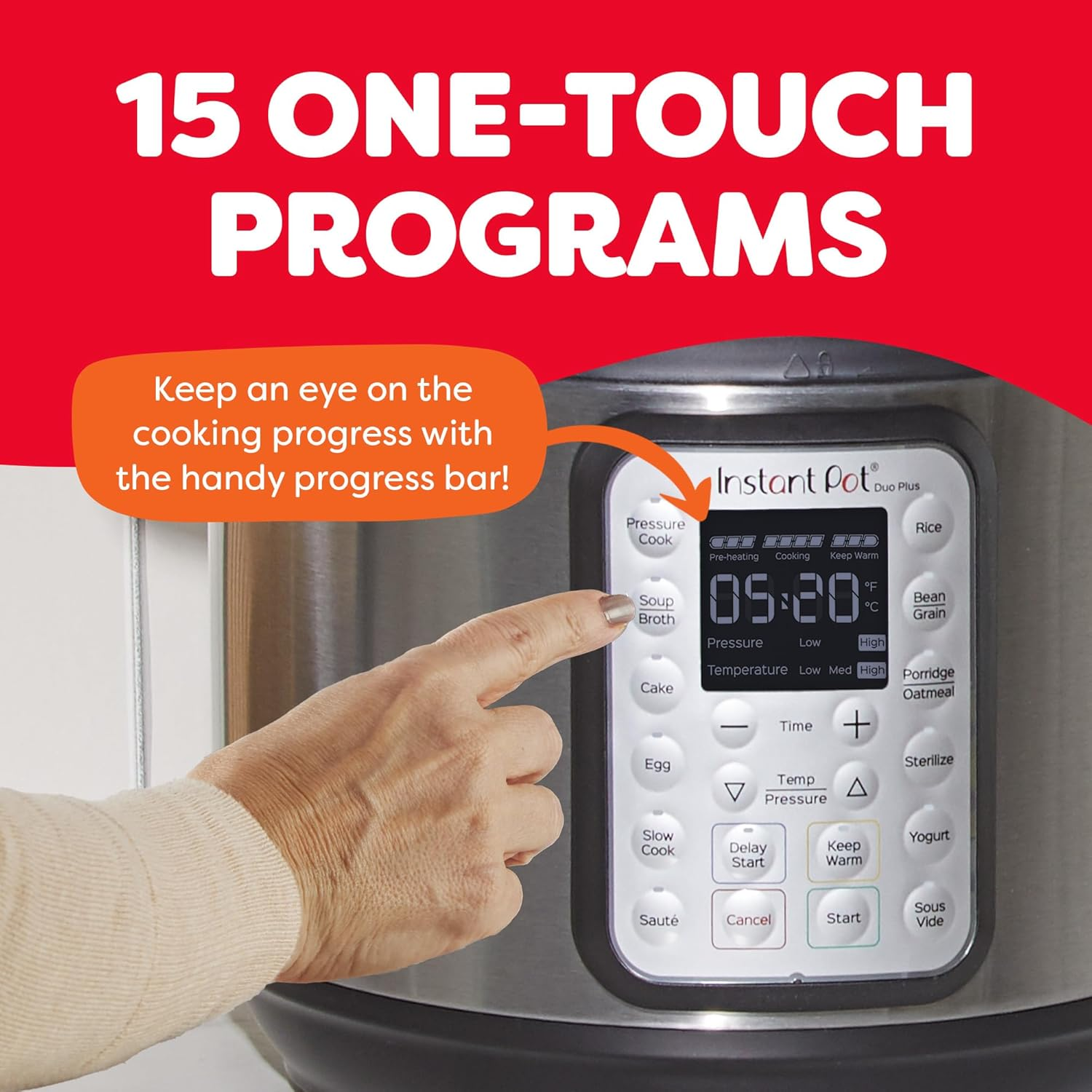 Instant Pot Duo Plus 9合1多功能電壓力鍋 (6誇脫/1000W) - 不鏽鋼