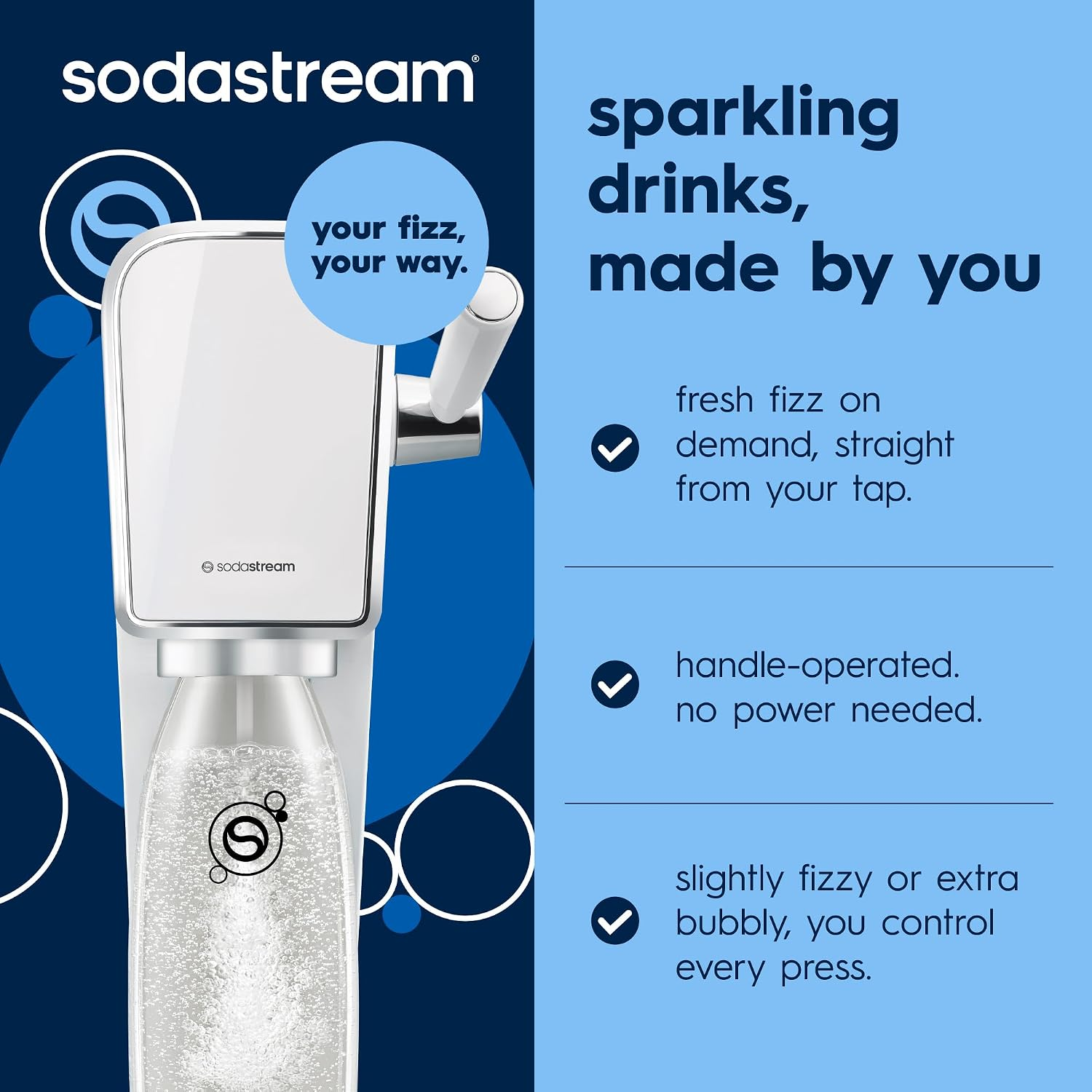 SodaStream ART 氣泡水機超值豪華套裝（附雙氣瓶+雙水瓶+百事風味滴劑/白色）