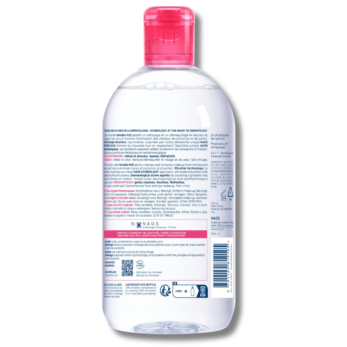 【BIODERMA 貝膚黛瑪】Sensibio H2O 舒敏高效潔膚液/粉紅潔膚水 500ml