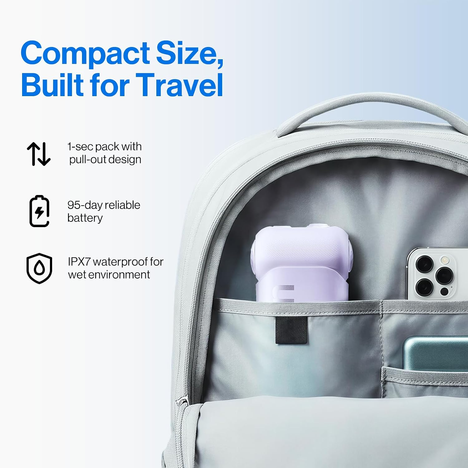 【usmile】C10 便攜式伸縮沖牙機/洗牙器 - 浪漫紫 (95天續航/IPX7防水/4種模式)