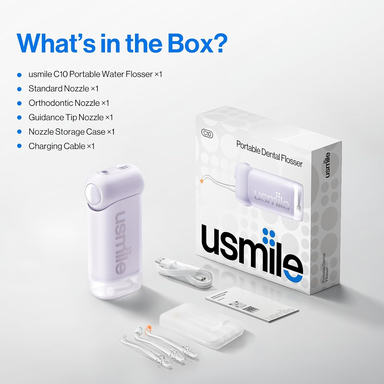 【usmile】C10 便攜式伸縮沖牙機/洗牙器 - 浪漫紫 (95天續航/IPX7防水/4種模式)