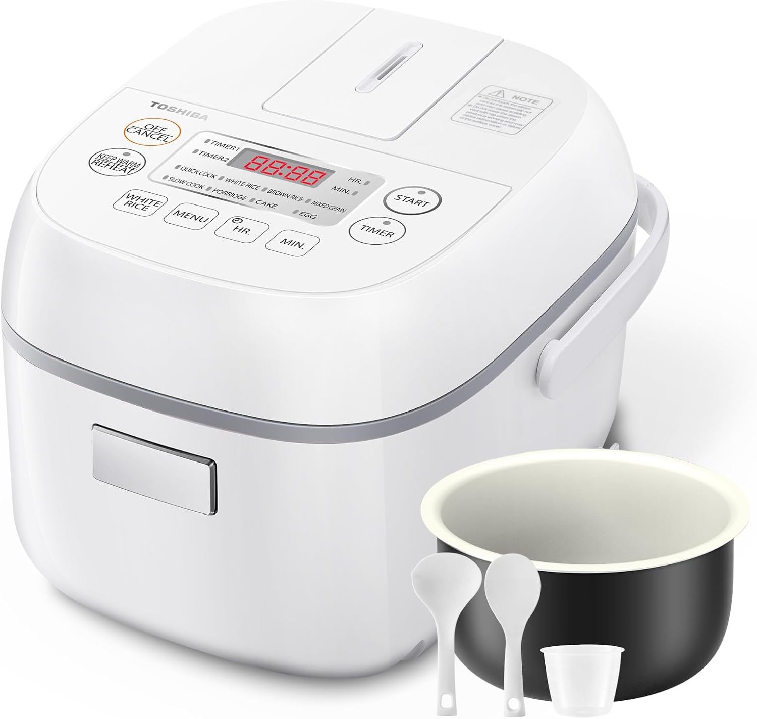 【Toshiba 東芝】迷你微電腦電飯煲 3杯生米容量 1-3人份 8種烹煮模式 (白色)