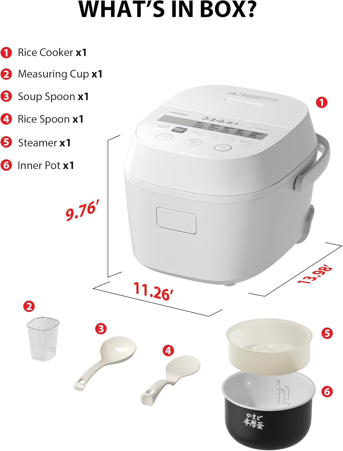 【TOSHIBA 東芝】10杯生米大容量 微電腦多功能電子鍋/電飯煲 15合1選單 (OriginTaste Rice Cooker 10-Cup)