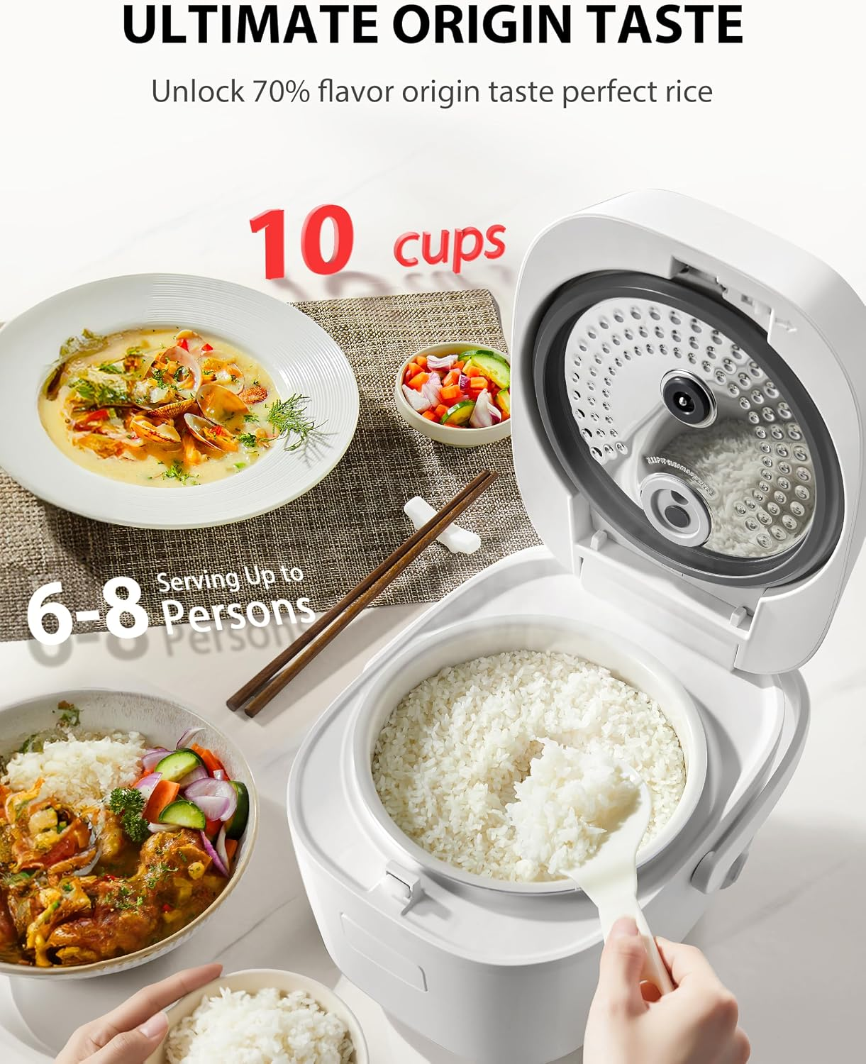 【TOSHIBA 東芝】10杯生米大容量 微電腦多功能電子鍋/電飯煲 15合1選單 (OriginTaste Rice Cooker 10-Cup)