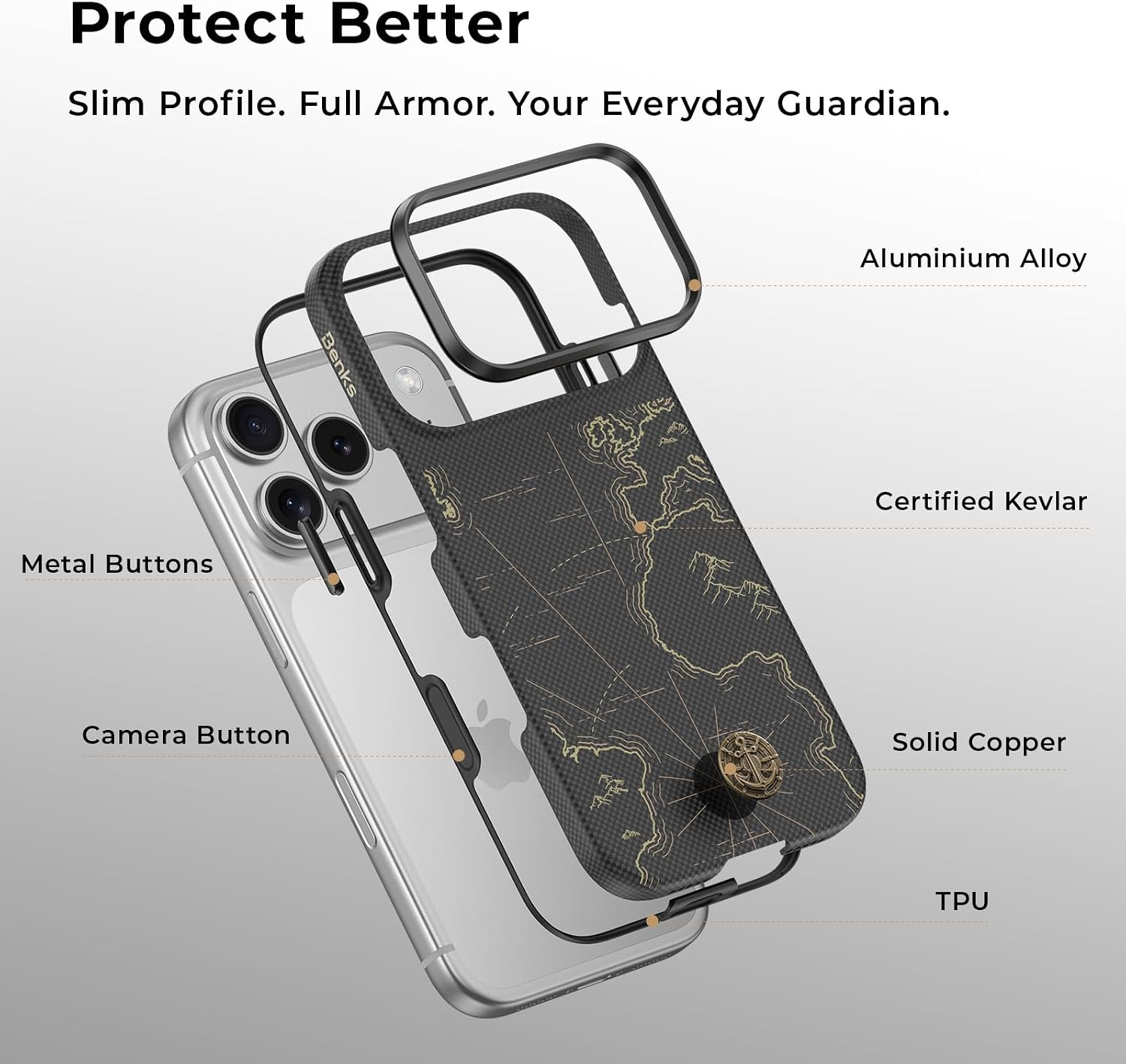 【BENKS】ArmorEdge Air for iPhone 16 Pro Max 磁吸防摔手機殼 (Kevlar芳綸纖維/輕薄全包防護/支援MagSafe/黑色)