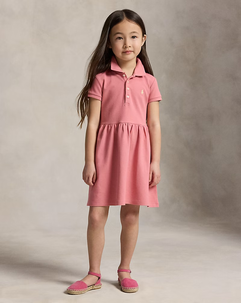 Polo Ralph Lauren 幼童女童經典彈性網眼短袖 Polo 襯衫式洋裝 (Girls 2T-6X)