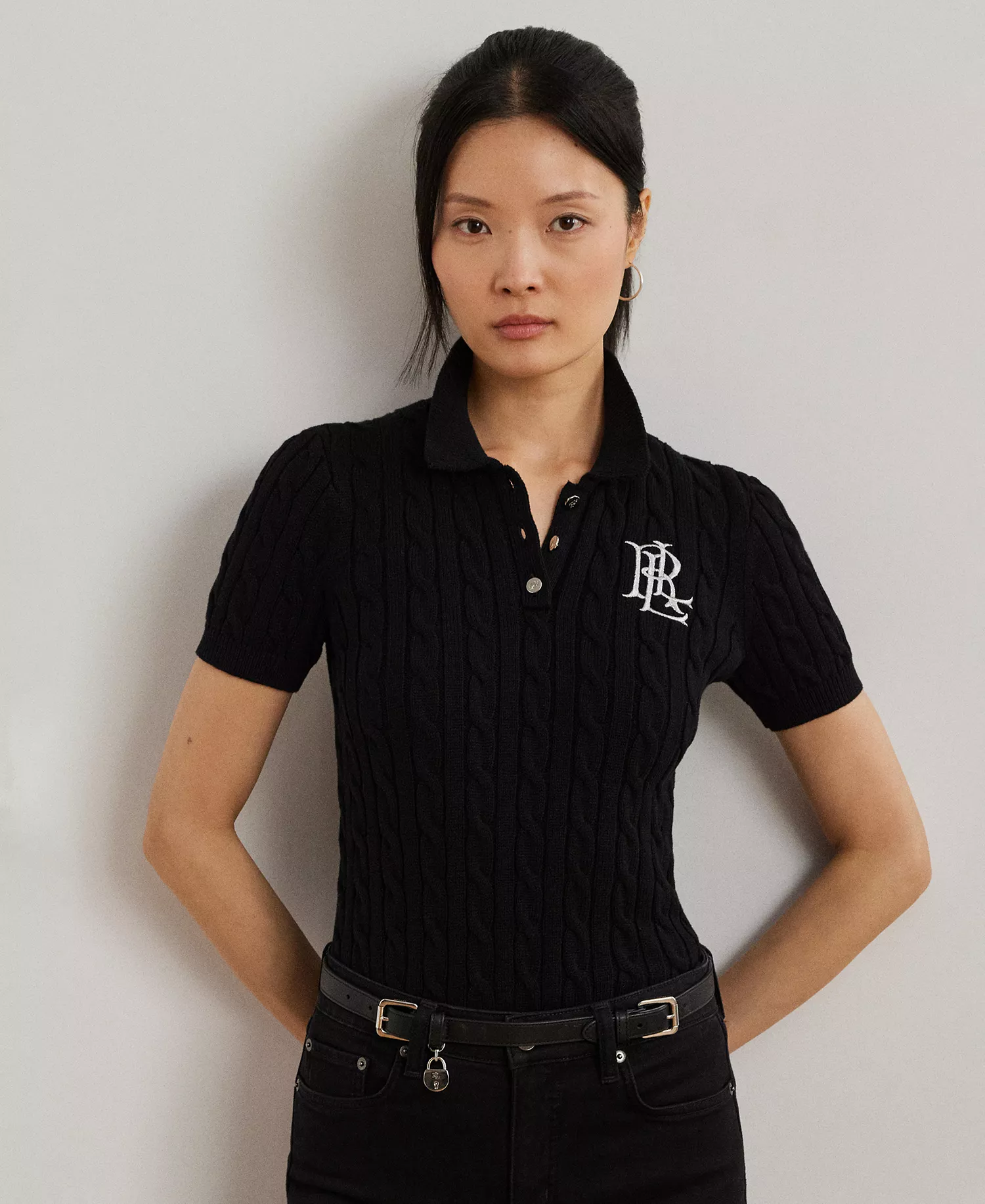 【Lauren Ralph Lauren】女款 Cable-Knit 麻花針織短袖 Polo 衫 (2色可選)