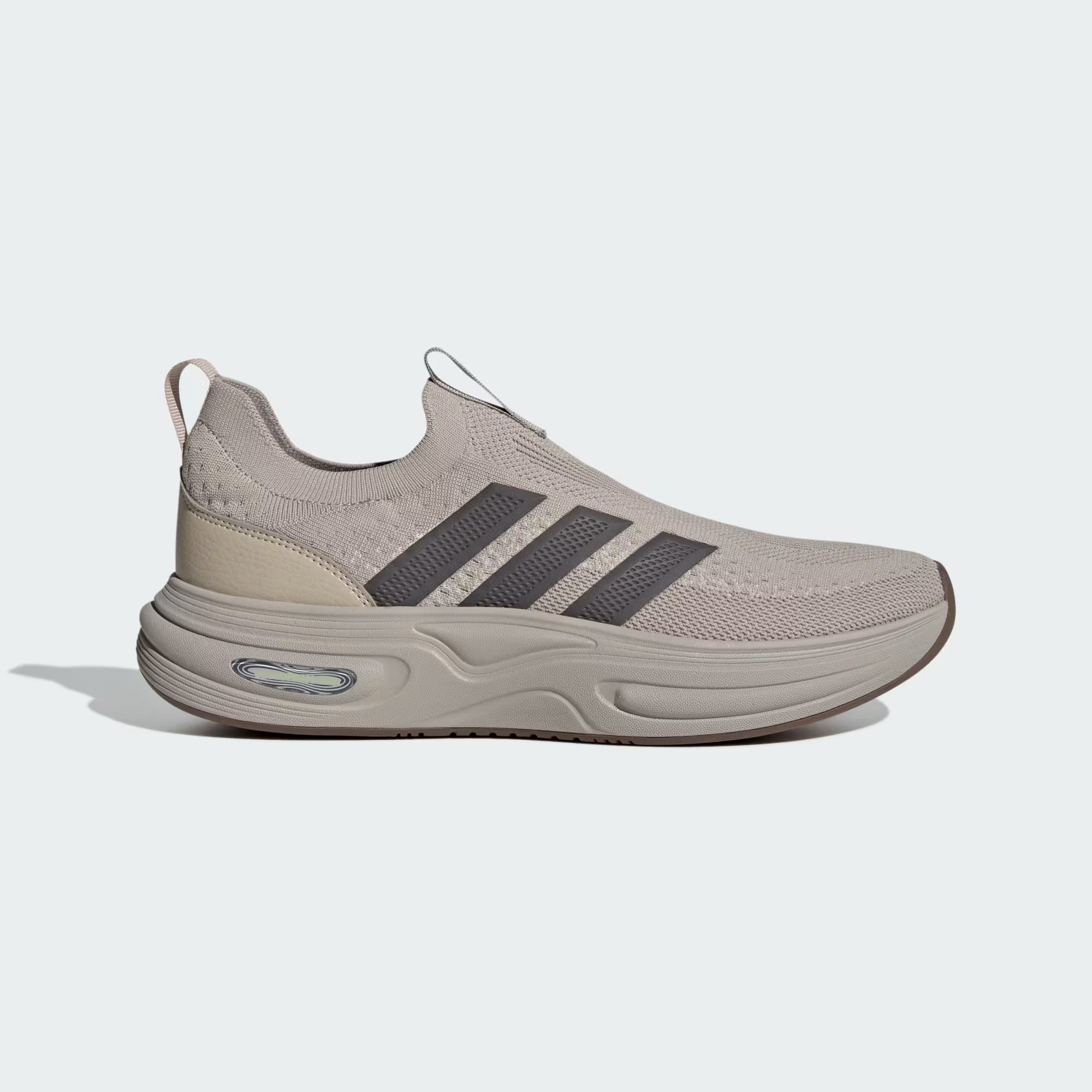 【adidas】Cloudfoam Cuxxion Sock 男款免繫帶襪套休閒鞋/慢跑鞋 (Light Brown 淺棕/灰)