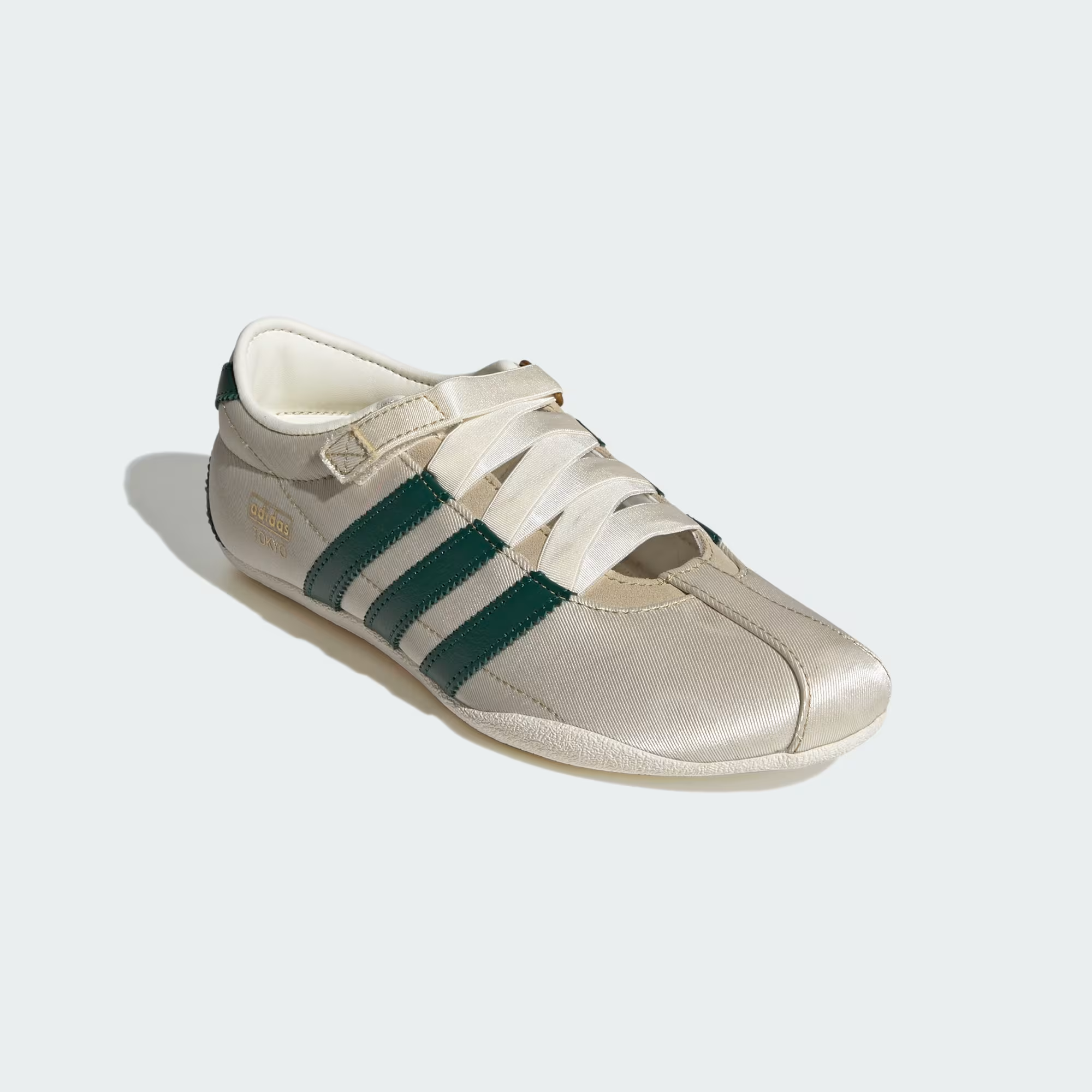 adidas Tokyo MJ 復古前衛熱鉻金屬光澤皮革瑪莉珍休閒鞋 (熱鉻色/學院綠/金屬金)