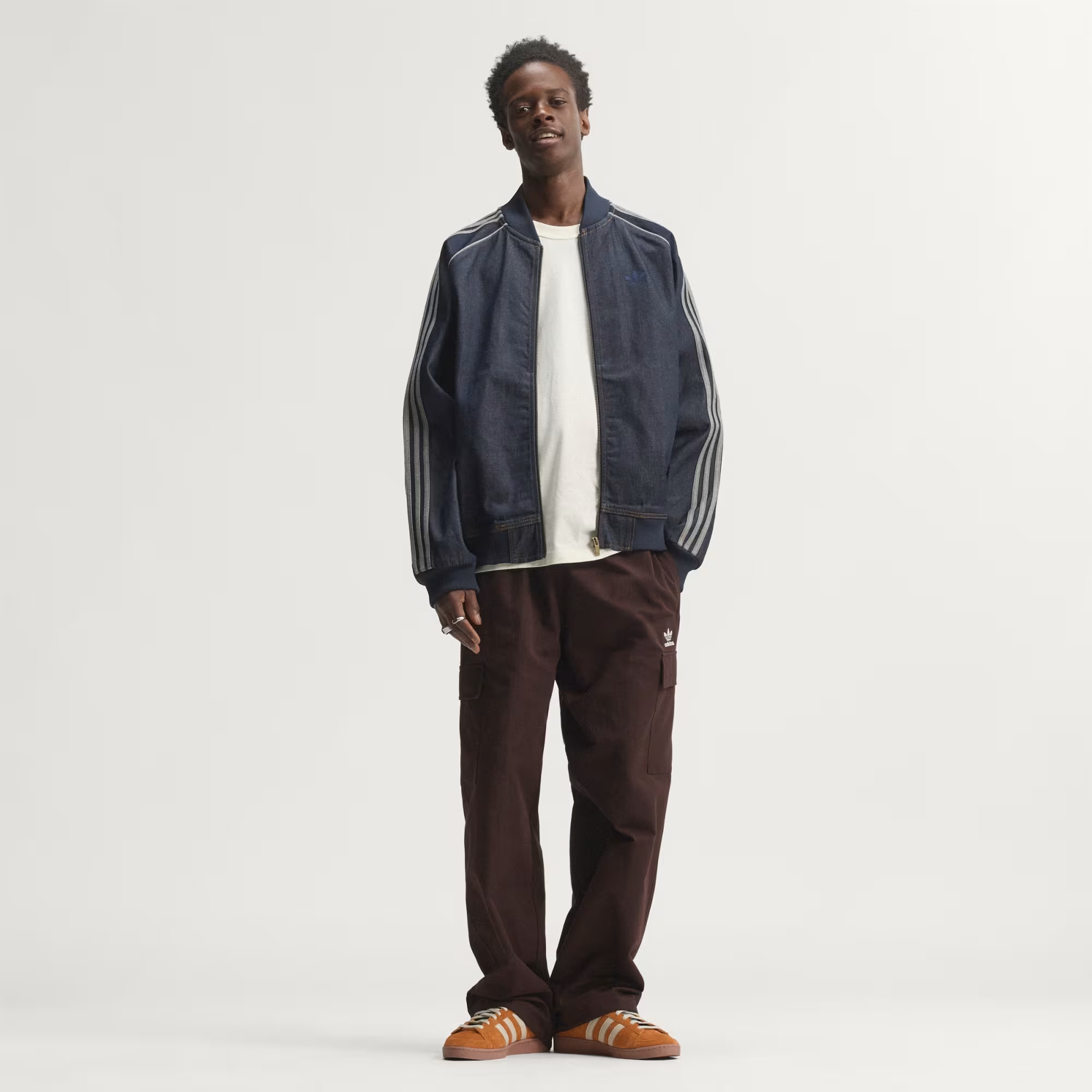 【adidas Originals】男款 SST Adicolor 三條線牛仔運動外套/立領外套 (深藍牛仔)