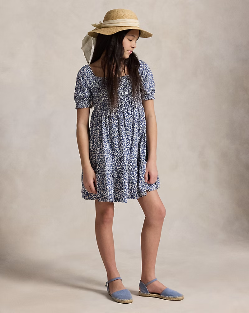 Polo Ralph Lauren 幼童女童經典藍莓印花純棉短袖 A 字型洋裝 (Girls 2T-6X)