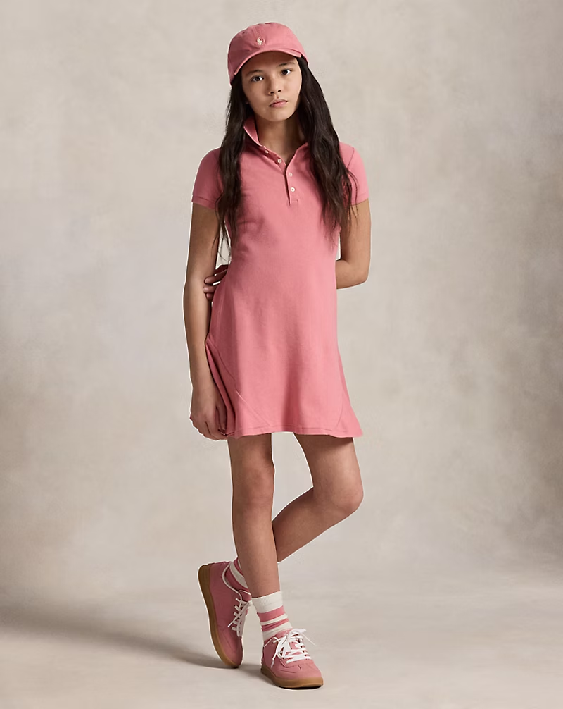 Polo Ralph Lauren 大童女童經典彈性網眼短袖 Polo 襯衫式洋裝 (Girls 7-16)
