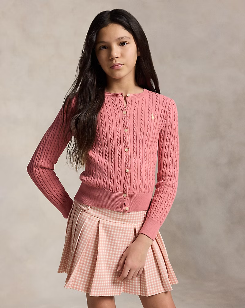 Polo Ralph Lauren 大童女童經典細麻花純棉針織外套  (Girls 7-16)