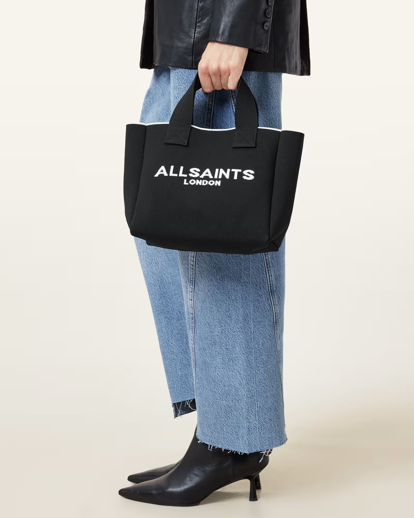 AllSaints Izzy Logo 針織迷你托特包