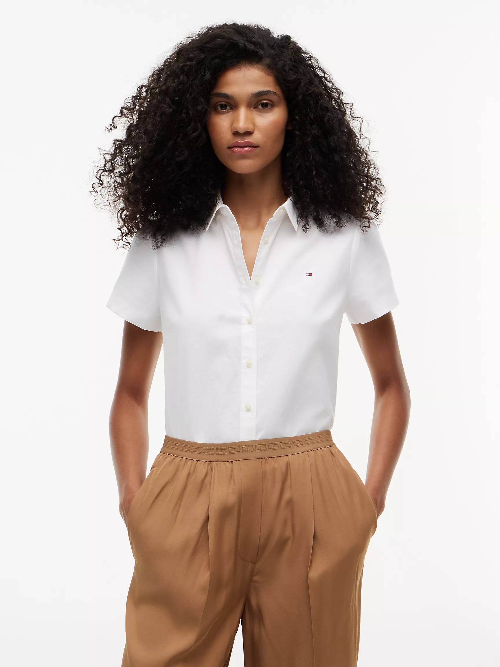 Tommy Hilfiger 經典學院風純棉短袖牛津襯衫