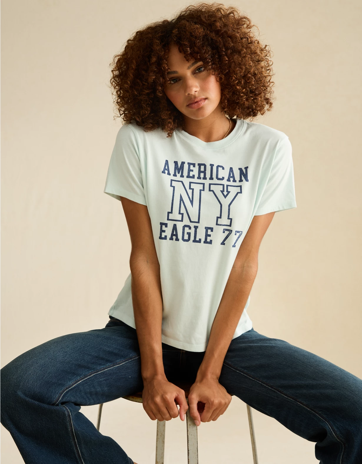 【American Eagle】AE Everyday 女款 100% 純棉短袖 T 恤 (任選兩件 $1,680)