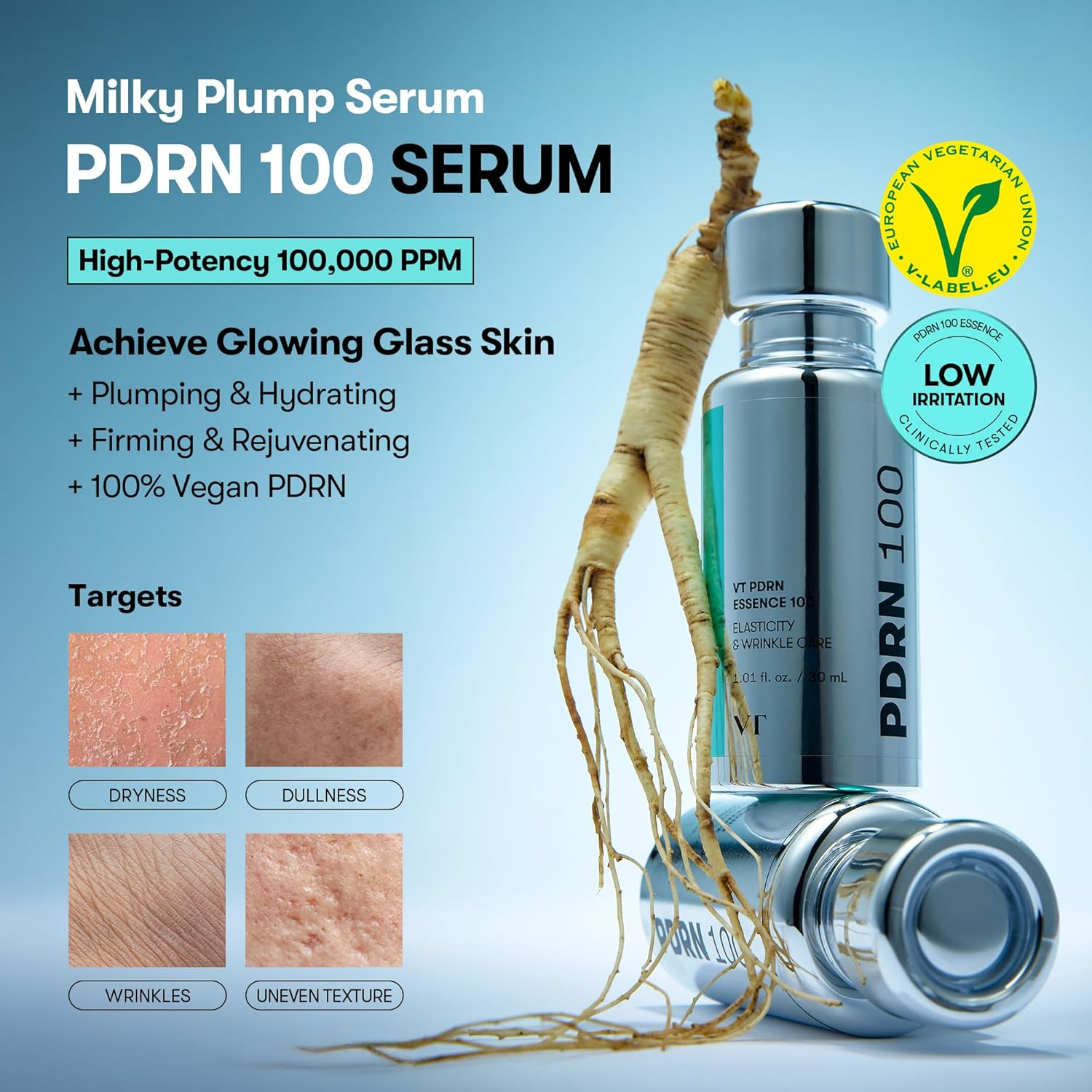 VT 韓國野山蔘植物性 PDRN 100 煥采高濃縮水光彈力精華液 (30ml)