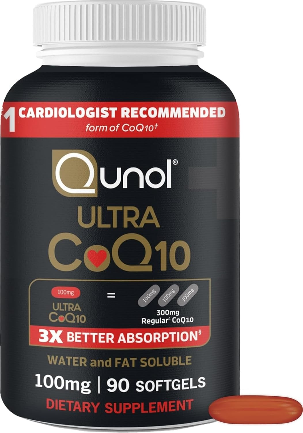 Qunol Ultra CoQ10 輔酶 100mg 軟膠囊 (90粒/3個月量) 3倍高吸收率 心臟保健 提升活力