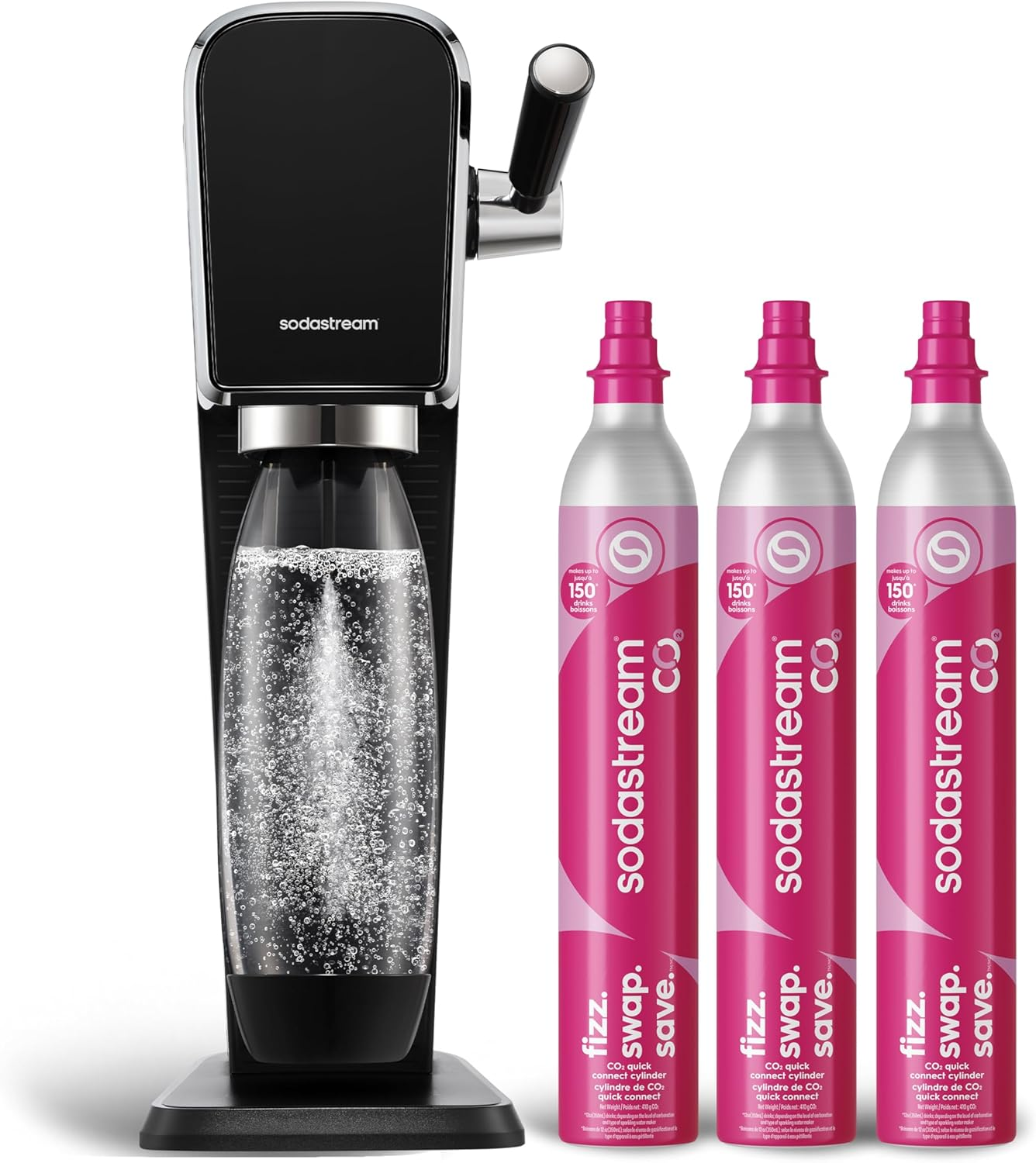 Sodastream Art 氣泡水機豪華套裝 (黑色，內含 3 入二氧化碳氣瓶)