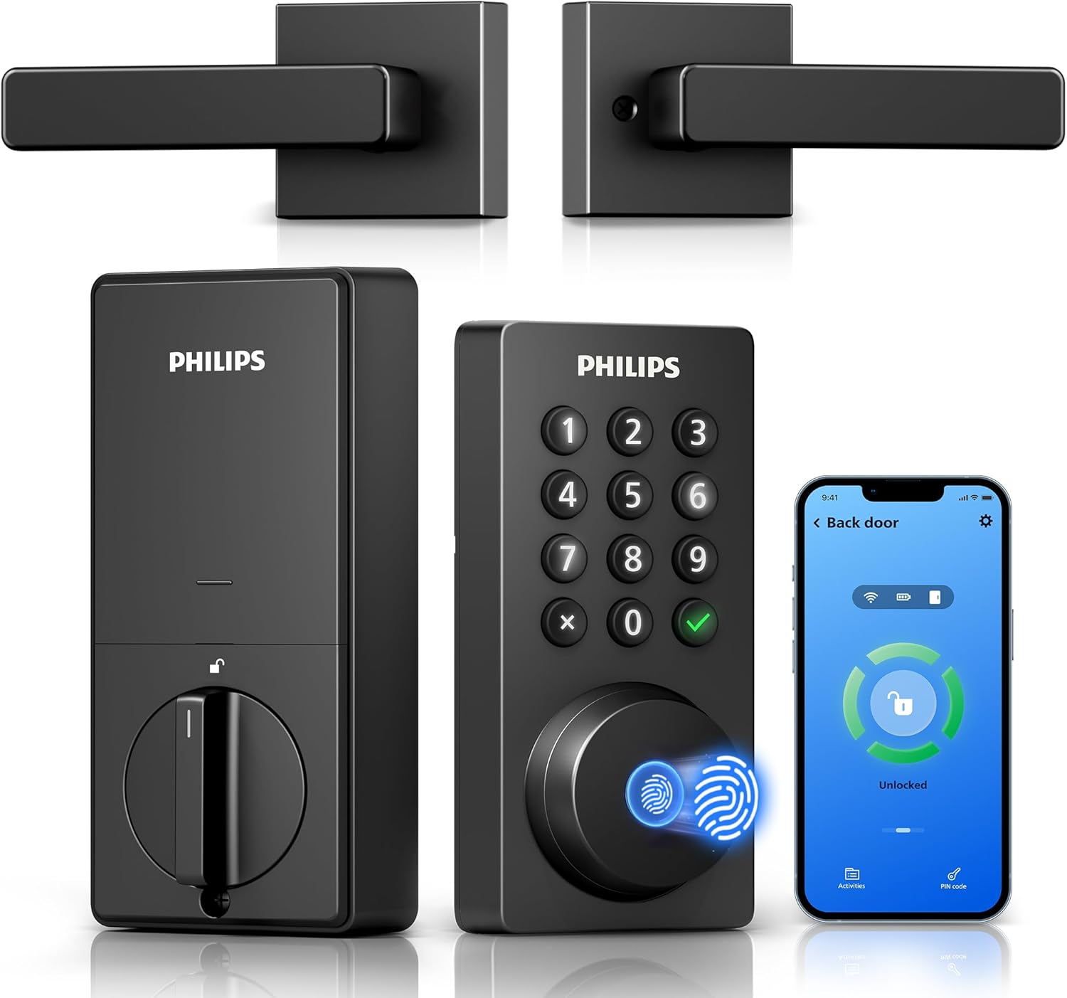 飛利浦 Philips 5合1智能指紋密碼電子鎖 (內建WiFi/遠端控制) 特價組
