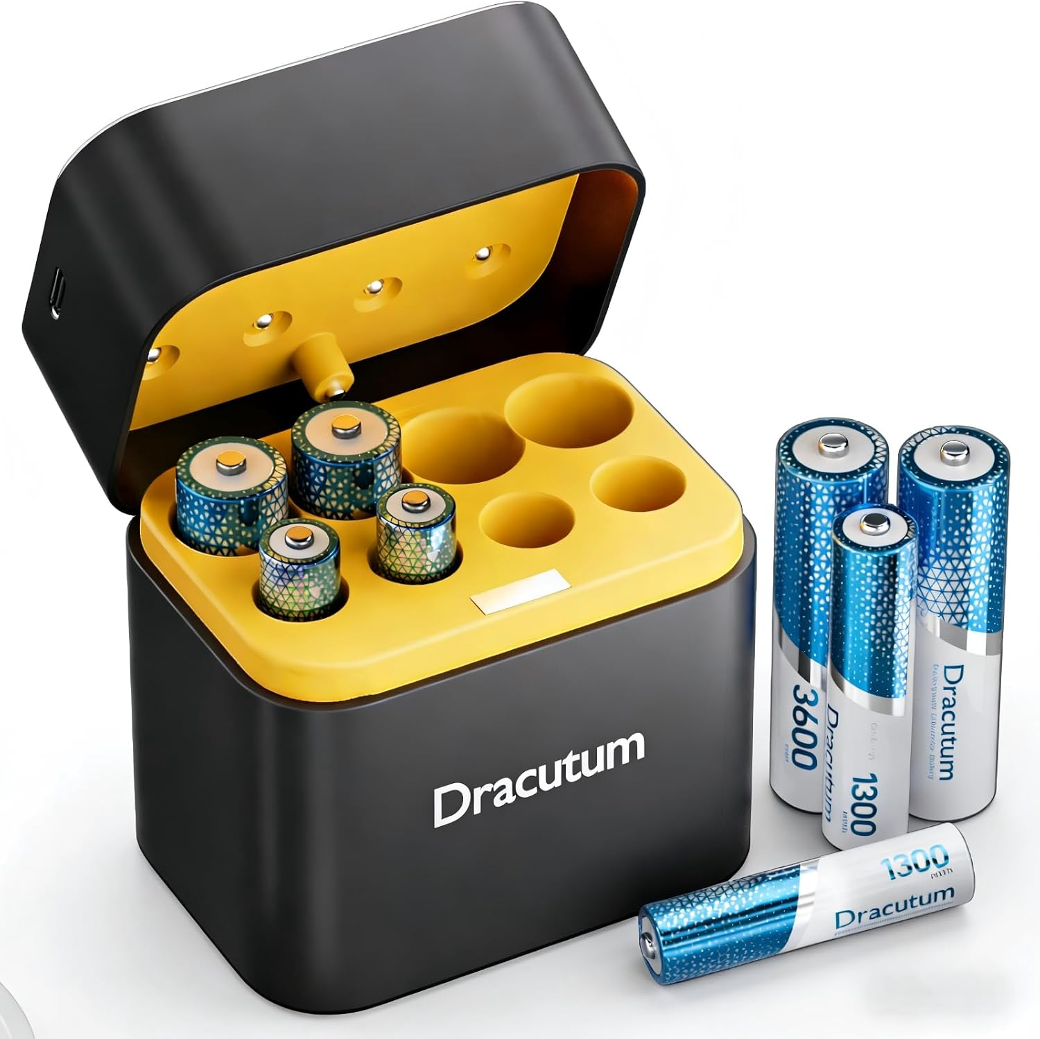 Dracutum 3號AA/4號AAA可充電鋰電池套裝（附專用充電座/共8入