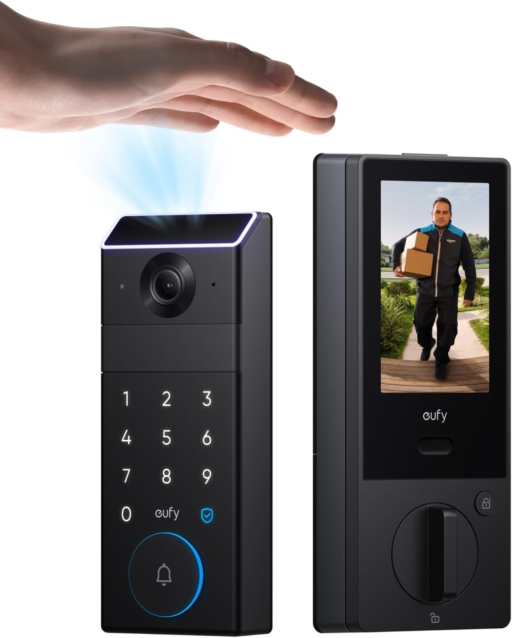 eufy FamiLock S3 Max 旗艦款智慧掌紋門鎖 (整合 2K 門鈴攝影機與內建螢幕)